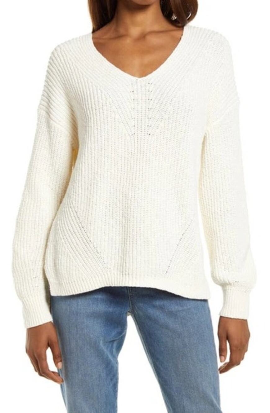✨2/$30✨ Madewell Ridgeton Cream V Neck Sweater XXL Pullover Casual Minimalist